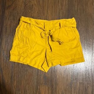 Mustard yellow belted LOFT shorts